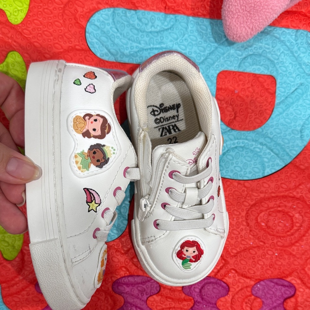 Zara Kids White Sneakers with Colorful Character Accents